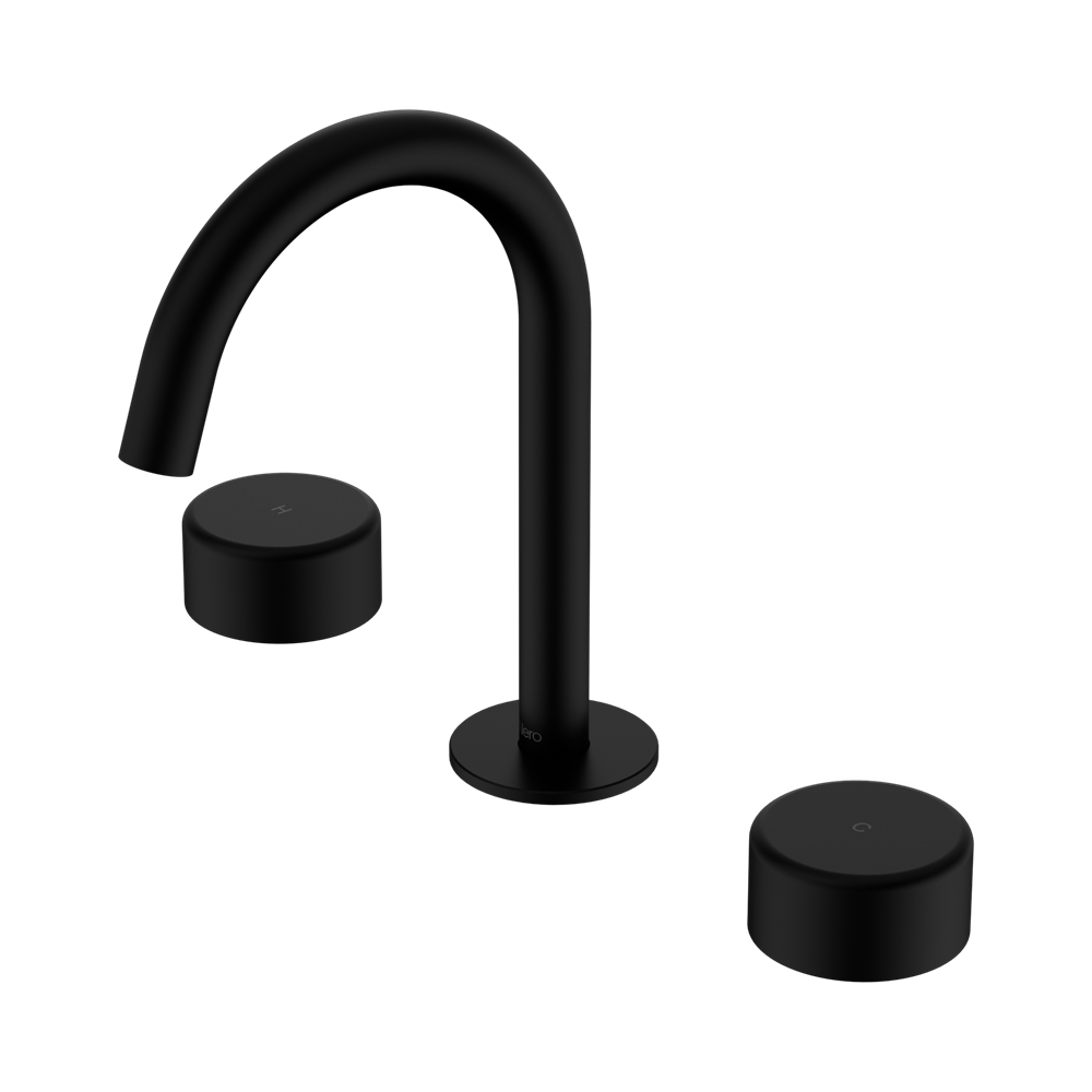 SERENITY BASIN SET ARC SPOUT WITH METAL HANDLE MATTE BLACK