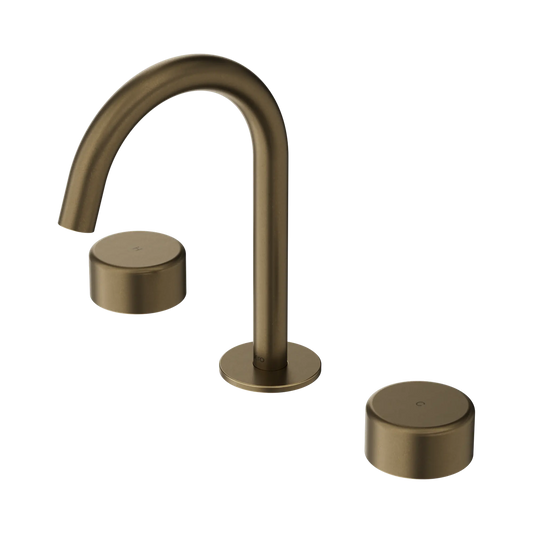 Serenity Basin Set Arc Spout With Metal Handle Tumbled Antique Brass