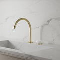 SERENITY PROGRESSIVE BATH/KITCHEN MIXER ARC SPOUT WITH CARRARA HANDLE BRUSHED GOLD