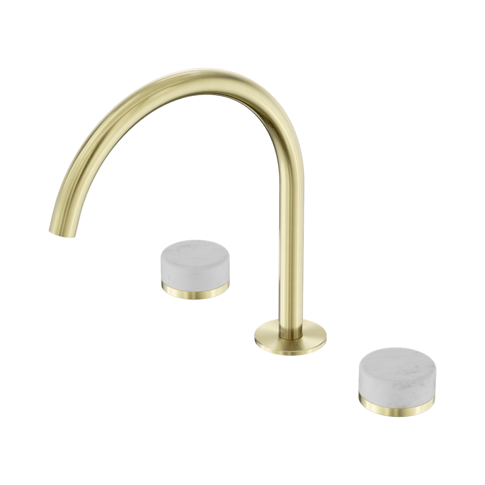 SERENITY BATH/KITCHEN SET ARC SPOUT WITH CARRARA HANDLE BRUSHED GOLD
