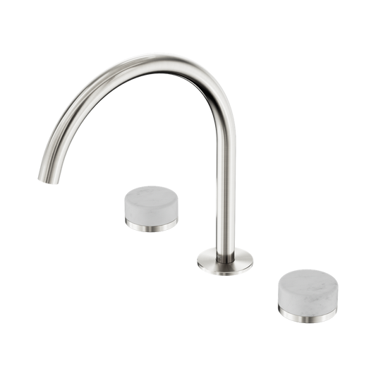SERENITY BATH/KITCHEN SET ARC SPOUT WITH CARRARA HANDLE BRUSHED NICKEL