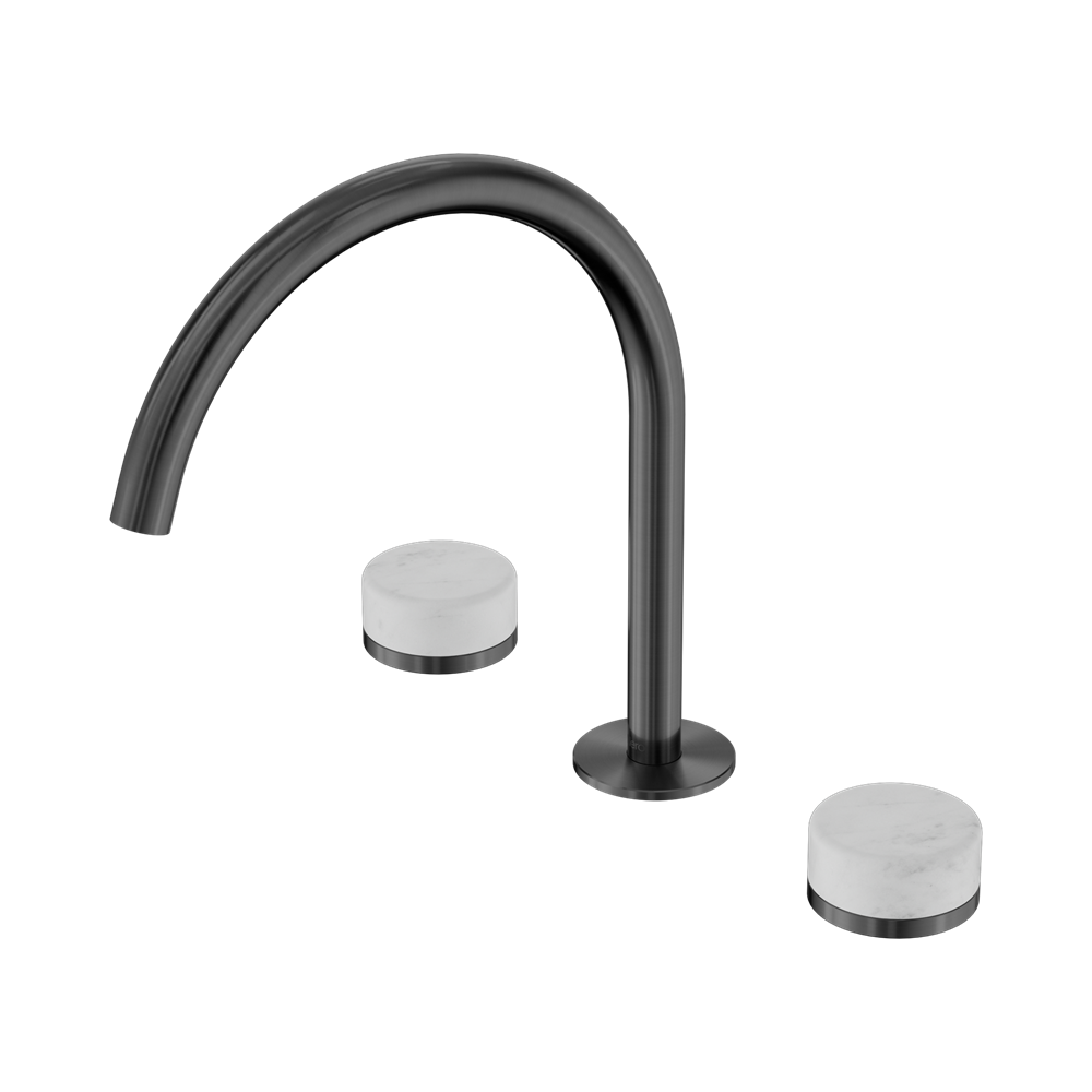 SERENITY BATH/KITCHEN SET ARC SPOUT WITH CARRARA HANDLE GUN METAL