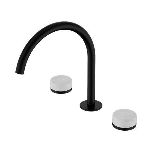 SERENITY BATH/KITCHEN SET ARC SPOUT WITH CARRARA HANDLE MATTE BLACK