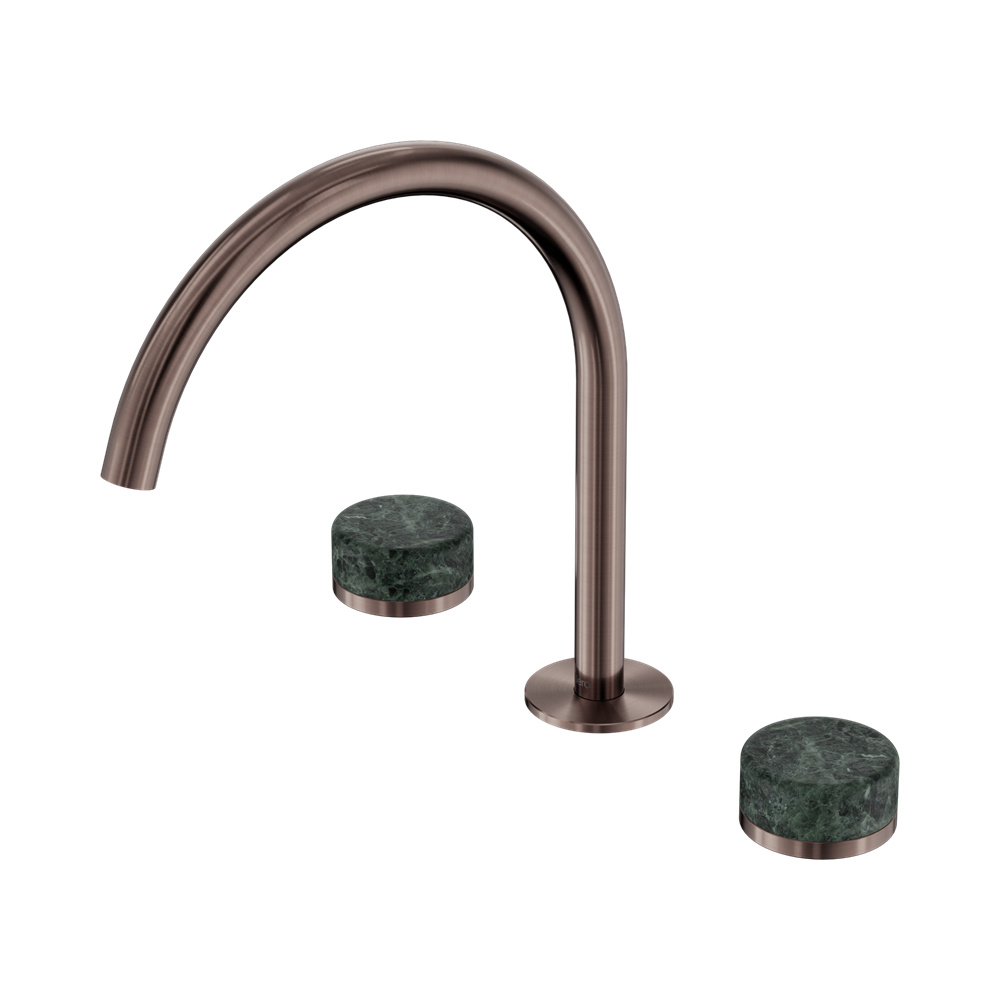SERENITY BATH/KITCHEN SET ARC SPOUT WITH VERDE ALPI HANDLE BRUSHED BRONZE