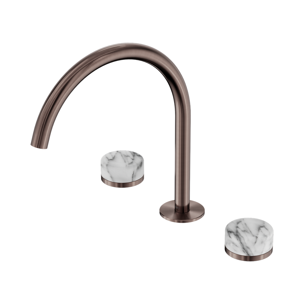 SERENITY BATH/KITCHEN SET ARC SPOUT WITH ARABESCATO CORCHIA HANDLE BRUSHED BRONZE