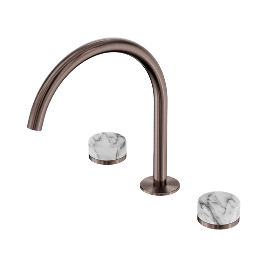 SERENITY BATH/KITCHEN SET ARC SPOUT WITH ARABESCATO CORCHIA HANDLE BRUSHED BRONZE