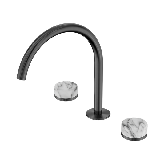 SERENITY BATH/KITCHEN SET ARC SPOUT WITH ARABESCATO CORCHIA HANDLE GUN METAL