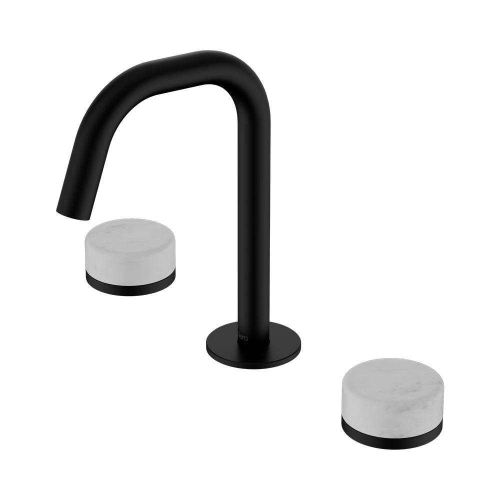 SERENITY BASIN SET EDGE SPOUT WITH CARRARA HANDLE MATTE BLACK