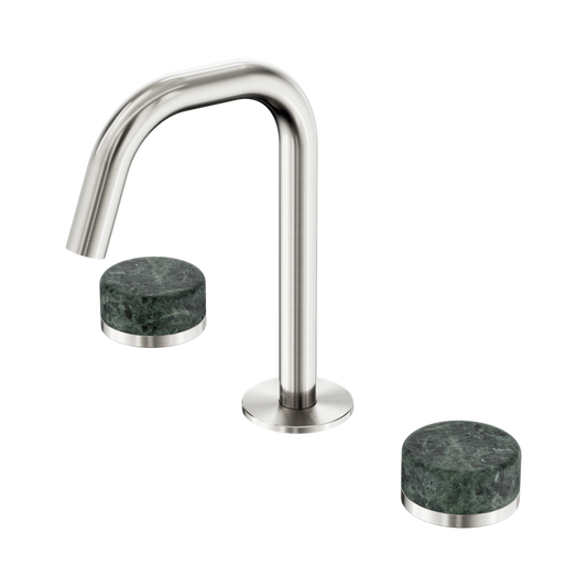SERENITY BASIN SET EDGE SPOUT WITH VERDE ALPI HANDLE BRUSHED NICKEL