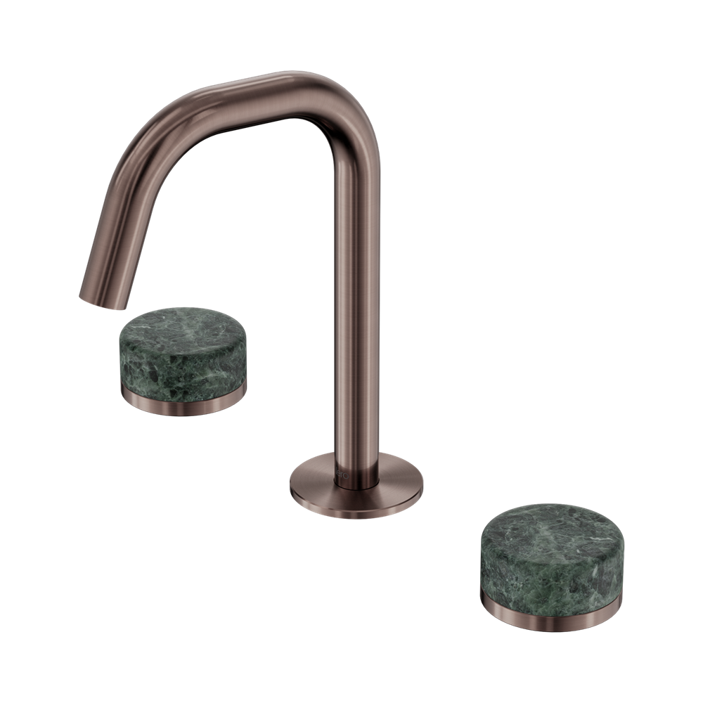 SERENITY BASIN SET EDGE SPOUT WITH VERDE ALPI HANDLE BRUSHED BRONZE