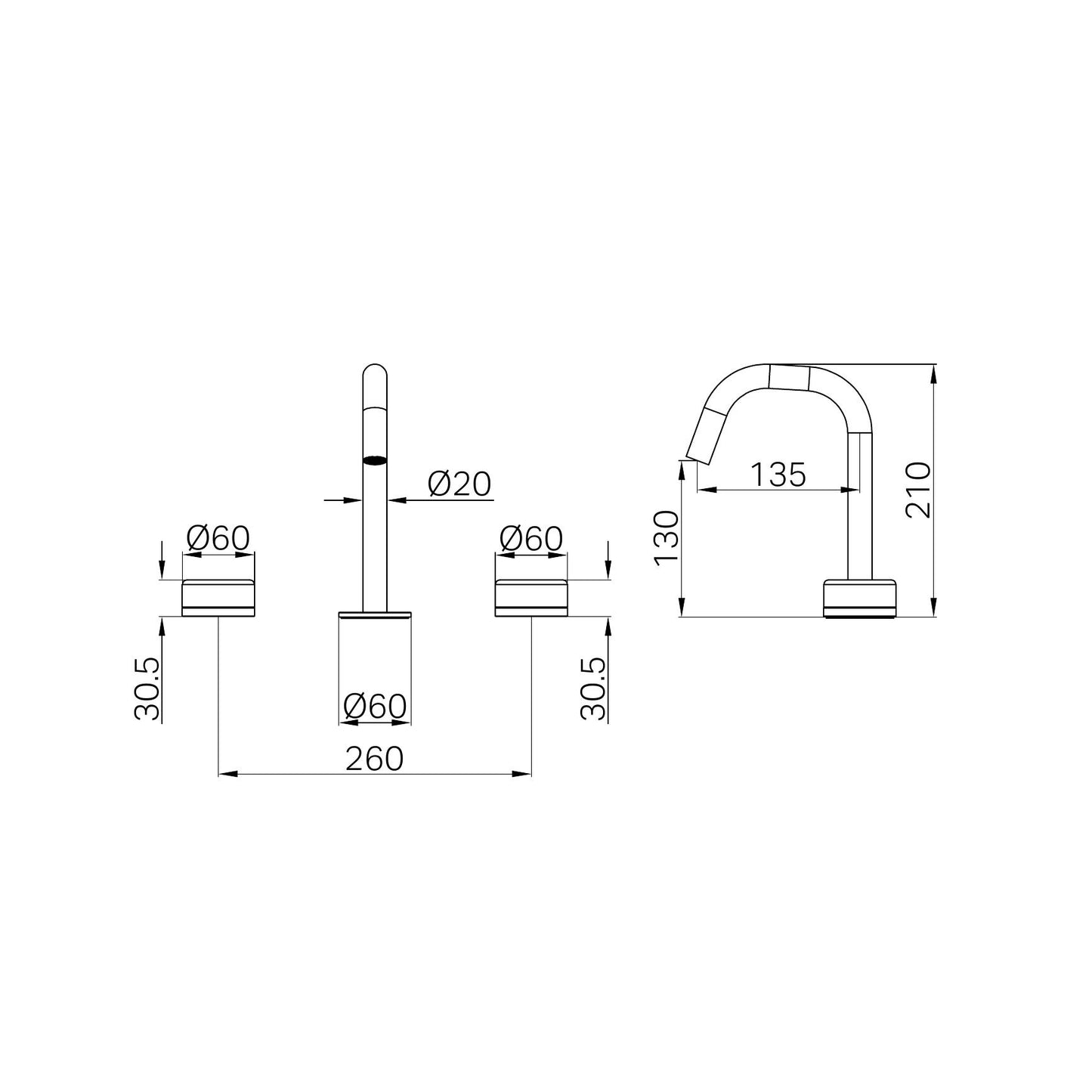 SERENITY BASIN SET EDGE SPOUT WITH ROME TRAVERTINE HANDLE GUN METAL