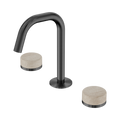 SERENITY BASIN SET EDGE SPOUT WITH ROME TRAVERTINE HANDLE GUN METAL