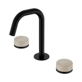 SERENITY BASIN SET EDGE SPOUT WITH ROME TRAVERTINE HANDLE MATTE BLACK