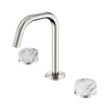 SERENITY BASIN SET EDGE SPOUT WITH ARABESCATO CORCHIA HANDLE BRUSHED NICKEL
