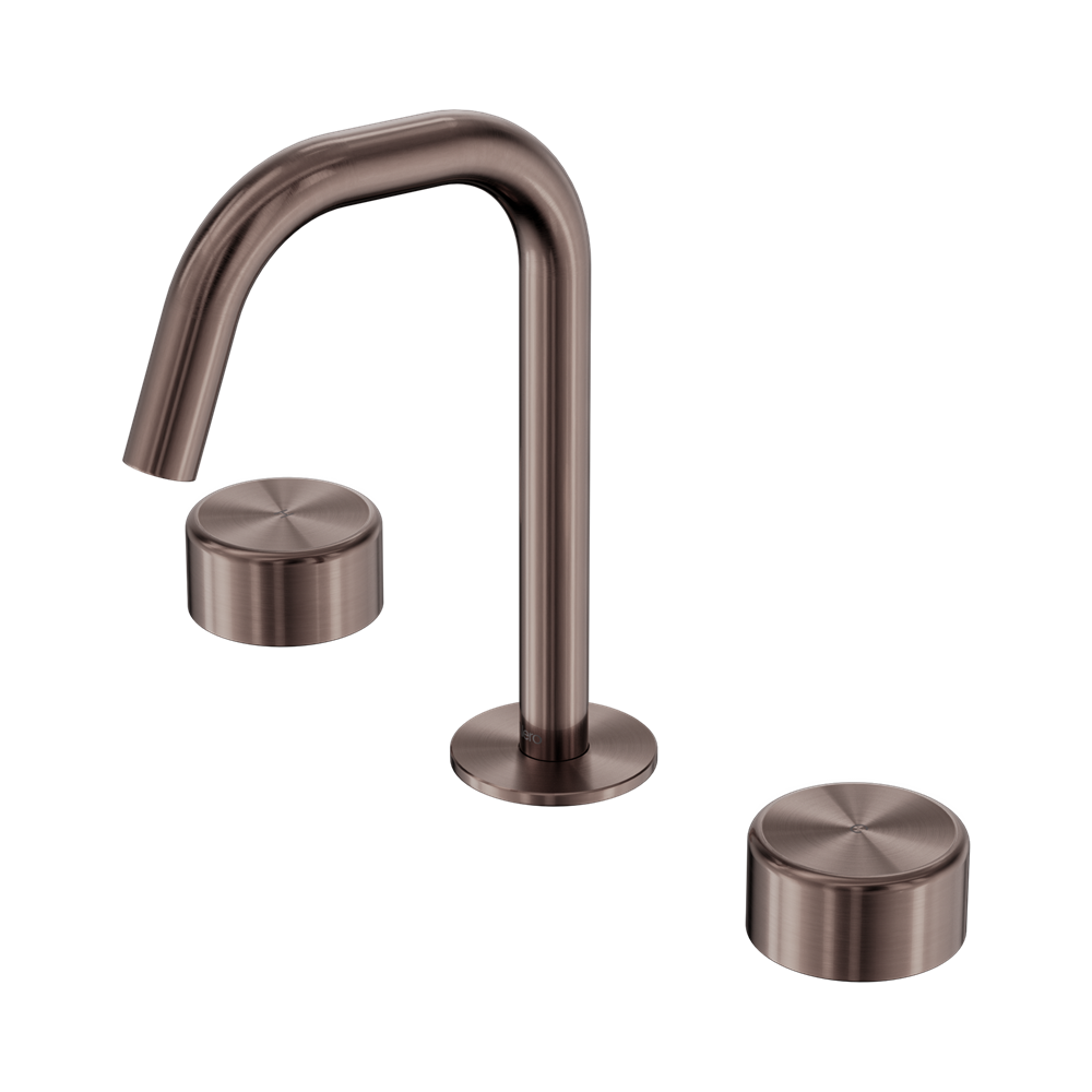 SERENITY BASIN SET EDGE SPOUT WITH METAL HANDLE BRUSHED BRONZE