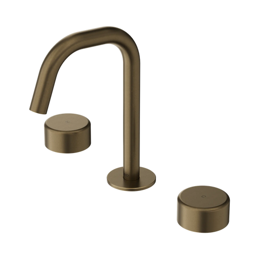 Serenity Basin Set Edge Spout With Metal Handle Tumbled Antique Brass