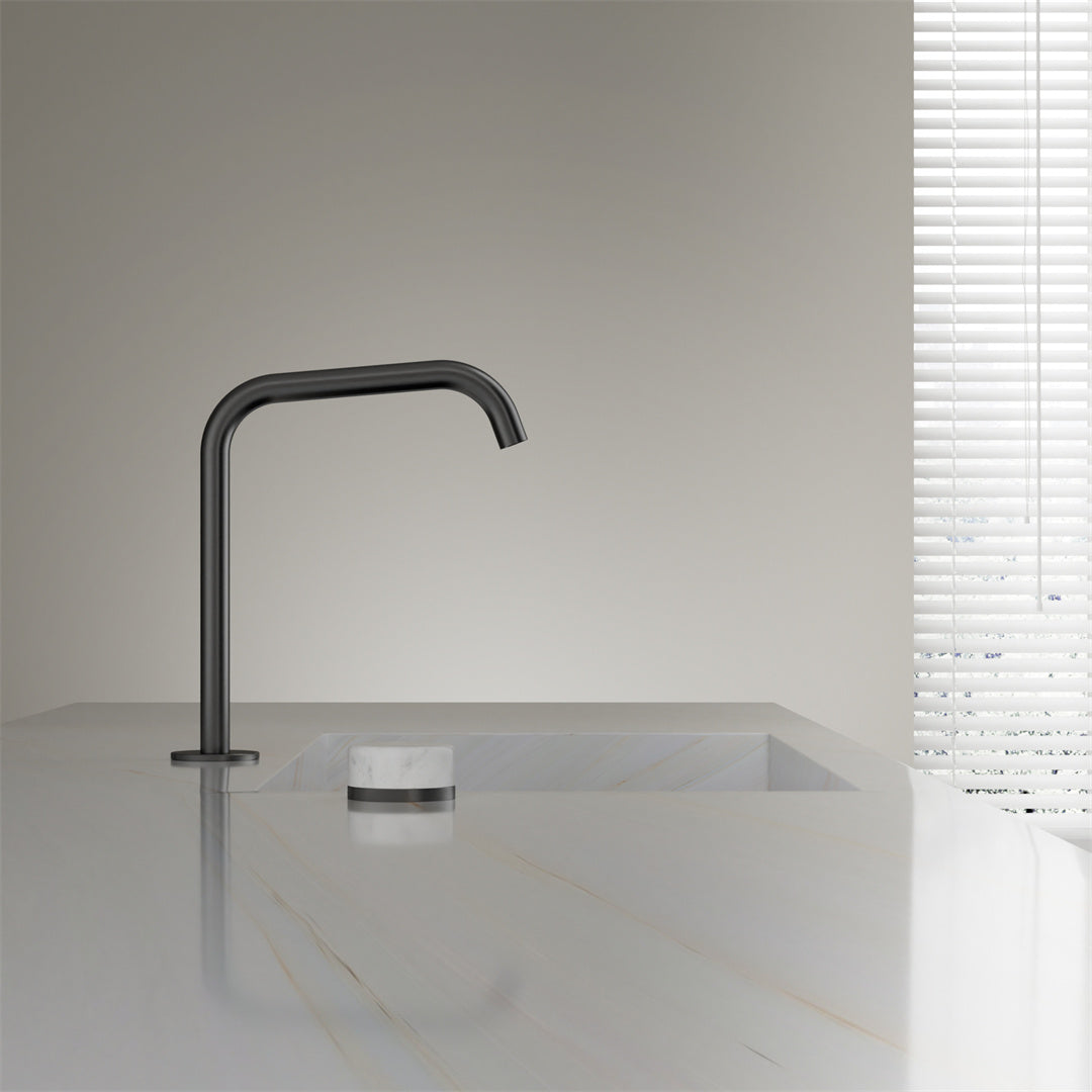 SERENITY PROGRESSIVE BATH/KITCHEN MIXER EDGE SPOUT WITH CARRARA HANDLE GUN METAL