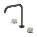 SERENITY BATH/KITCHEN SET EDGE SPOUT WITH ROME TRAVERTINE HANDLE GUN METAL
