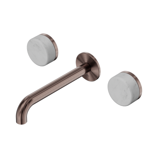 SERENITY WALL BASIN SET 160/185/220MM SPOUT WITH CARRARA HANDLE BRUSHED BRONZE