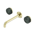 SERENITY WALL BASIN SET 160/185/220MM SPOUT WITH VERDE ALPI HANDLE BRUSHED GOLD