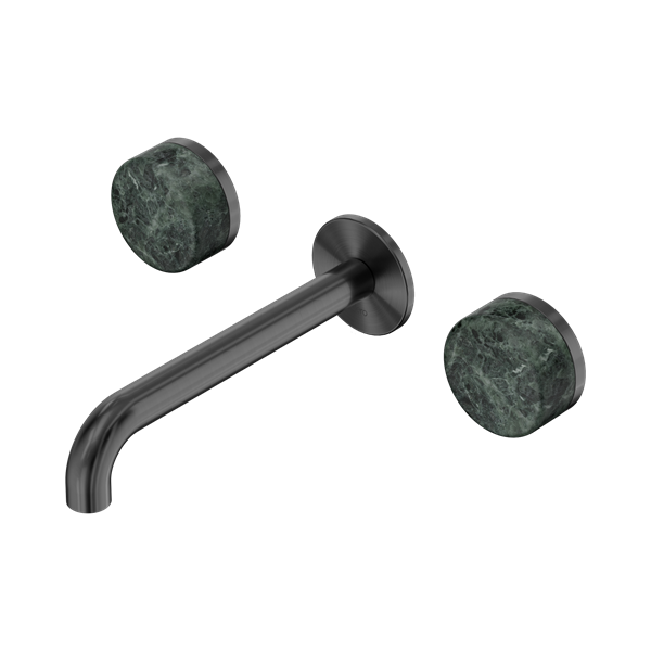 SERENITY WALL BASIN SET 160/185/220MM SPOUT WITH VERDE ALPI HANDLE GUN METAL