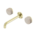 SERENITY WALL BASIN SET 160/185/220MM SPOUT WITH ROME TRAVERTINE HANDLE BRUSHED GOLD