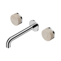 SERENITY WALL BASIN SET 160/185/220MM SPOUT WITH ROME TRAVERTINE HANDLE CHROME