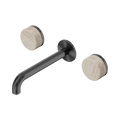SERENITY WALL BASIN SET 160/185/220MM SPOUT WITH ROME TRAVERTINE HANDLE GUN METAL