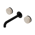 SERENITY WALL BASIN SET 160/185/220MM SPOUT WITH ROME TRAVERTINE HANDLE MATTE BLACK