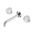 SERENITY WALL BASIN SET 160/185/220MM SPOUT WITH ARABESCATO CORCHIA HANDLE BRUSHED NICKEL