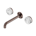 SERENITY WALL BASIN SET 160/185/220MM SPOUT WITH ARABESCATO CORCHIA HANDLE BRUSHED BRONZE