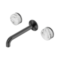 SERENITY WALL BASIN SET 160/185/220MM SPOUT WITH ARABESCATO CORCHIA HANDLE GUN METAL