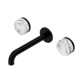 SERENITY WALL BASIN SET 160/185/220MM SPOUT WITH ARABESCATO CORCHIA HANDLE MATTE BLACK