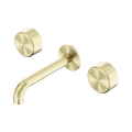 SERENITY WALL BASIN SET 160/185/220MM SPOUT WITH METAL HANDLE BRUSHED GOLD