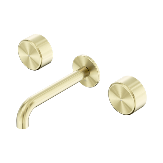 SERENITY WALL BASIN SET 160/185/220MM SPOUT WITH METAL HANDLE BRUSHED GOLD