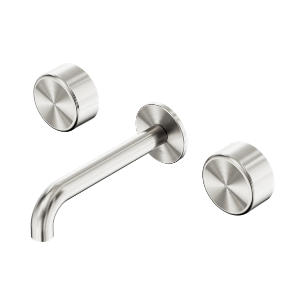 SERENITY WALL BASIN SET 160/185/220MM SPOUT WITH METAL HANDLE BRUSHED NICKEL