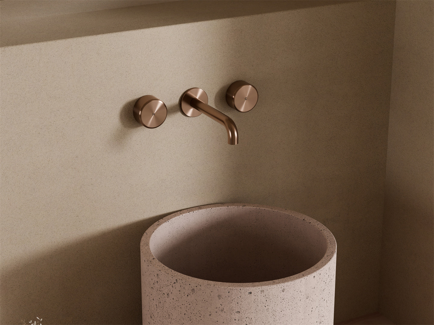 SERENITY WALL BASIN SET 160/185/220MM SPOUT WITH METAL HANDLE BRUSHED BRONZE