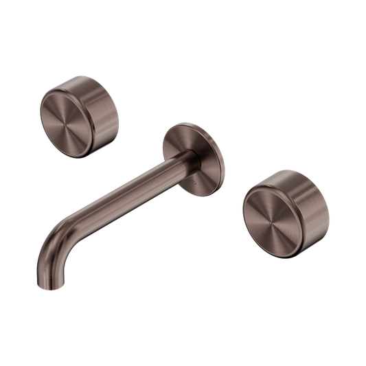 SERENITY WALL BASIN SET 160/185/220MM SPOUT WITH METAL HANDLE BRUSHED BRONZE