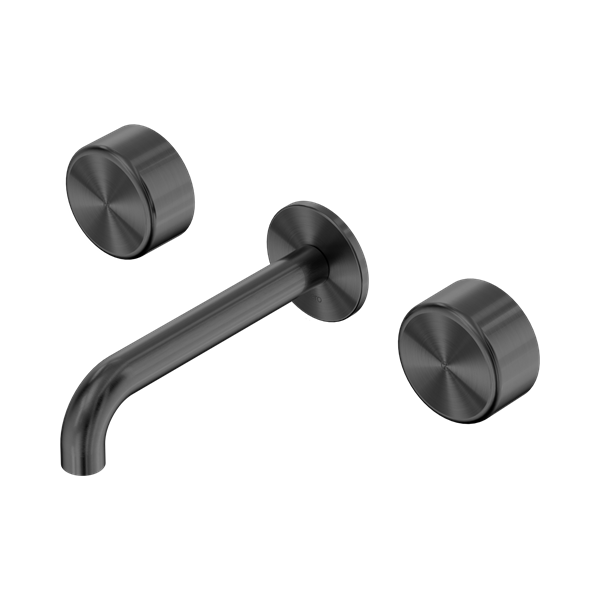 SERENITY WALL BASIN SET 160/185/220MM SPOUT WITH METAL HANDLE GUN METAL
