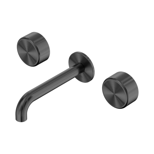 SERENITY WALL BASIN SET 160/185/220MM SPOUT WITH METAL HANDLE GUN METAL