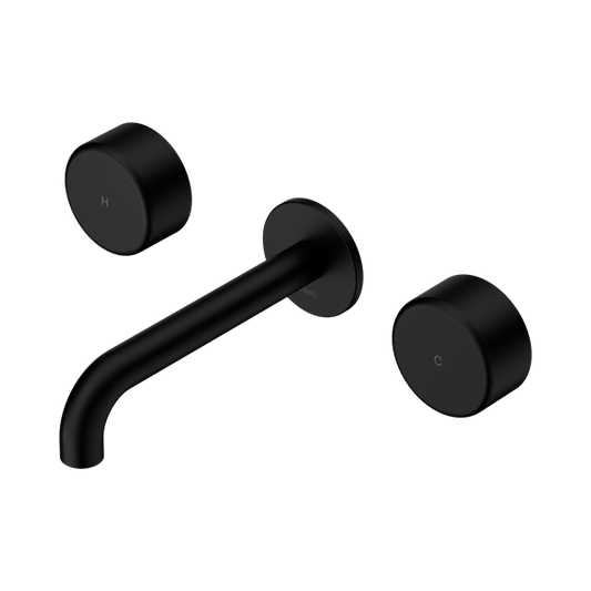 SERENITY WALL BASIN SET 160/185/220MM SPOUT WITH METAL HANDLE MATTE BLACK