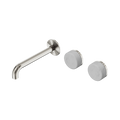 SERENITY WALL BASIN SET 160/185/220MM OFFSET SPOUT WITH CARRARA HANDLE BRUSHED NICKEL