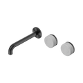 SERENITY WALL BASIN SET 160/185/220MM OFFSET SPOUT WITH CARRARA HANDLE GUN METAL