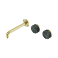 SERENITY WALL BASIN SET 160/185/220MM OFFSET SPOUT WITH VERDE ALPI HANDLE BRUSHED GOLD