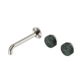 SERENITY WALL BASIN SET 160/185/220MM OFFSET SPOUT WITH VERDE ALPI HANDLE BRUSHED NICKEL