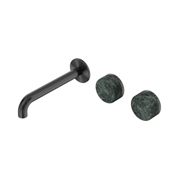 SERENITY WALL BASIN SET 160/185/220MM OFFSET SPOUT WITH VERDE ALPI HANDLE GUN METAL