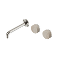 SERENITY WALL BASIN SET 160/185/220MM OFFSET SPOUT WITH ROME TRAVERTINE HANDLE BRUSHED NICKEL