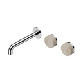 SERENITY WALL BASIN SET 160/185/220MM OFFSET SPOUT WITH ROME TRAVERTINE HANDLE CHROME