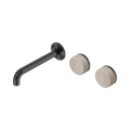 SERENITY WALL BASIN SET 160/185/220MM OFFSET SPOUT WITH ROME TRAVERTINE HANDLE GUN METAL