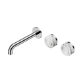 SERENITY WALL BASIN SET 160/185/220MM OFFSET SPOUT WITH ARABESCATO CORCHIA HANDLE CHROME